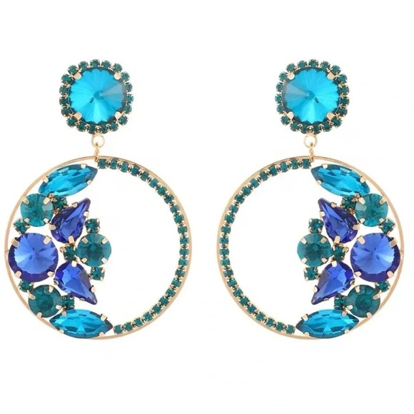 Anthropologie Blue Crystal Drop Earrings - Picture 1 of 2